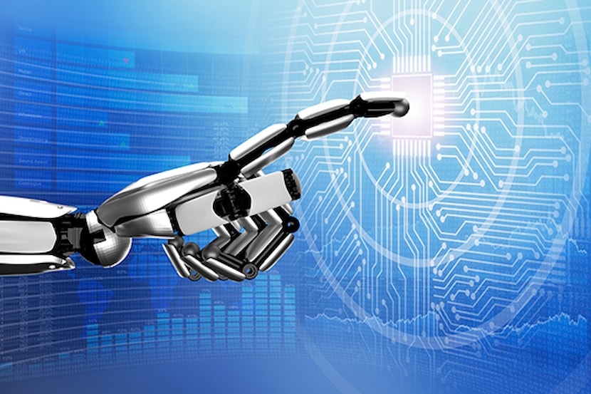 Robot touching digital screen