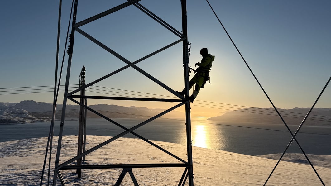 mast, snø, sol