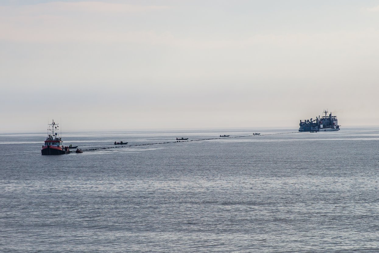Bilde av North Sea Link-kabelen som legges 