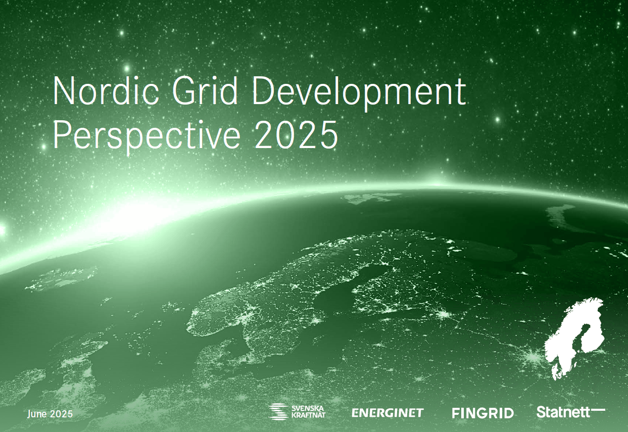 Forsidebilde av rapporten Nordic Grid Development Perspective 2025