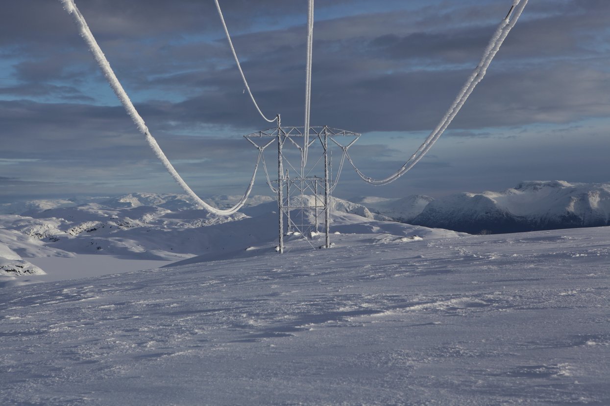 Snow on powerlines