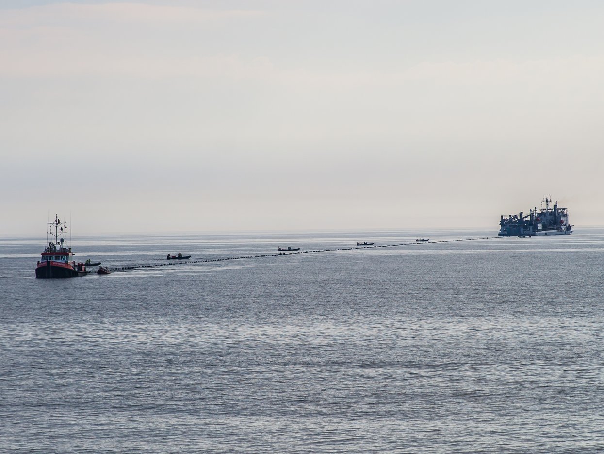 Bilde av North Sea Link-kabelen som legges 