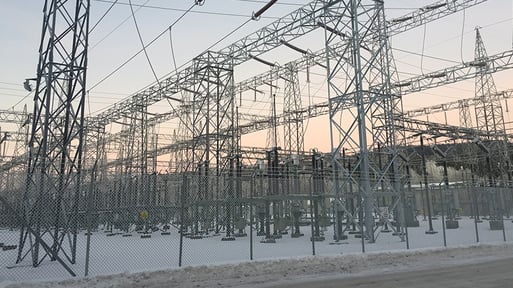 Substation covered in snow