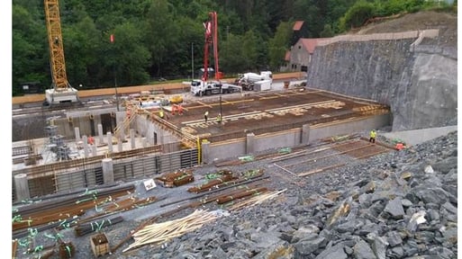 Grey substation building