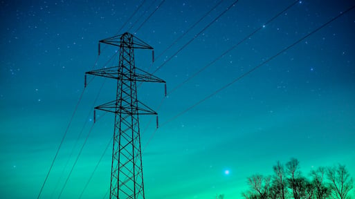 Pylon in northern lights