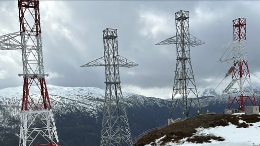 Norwegian fjord and powerpylons
