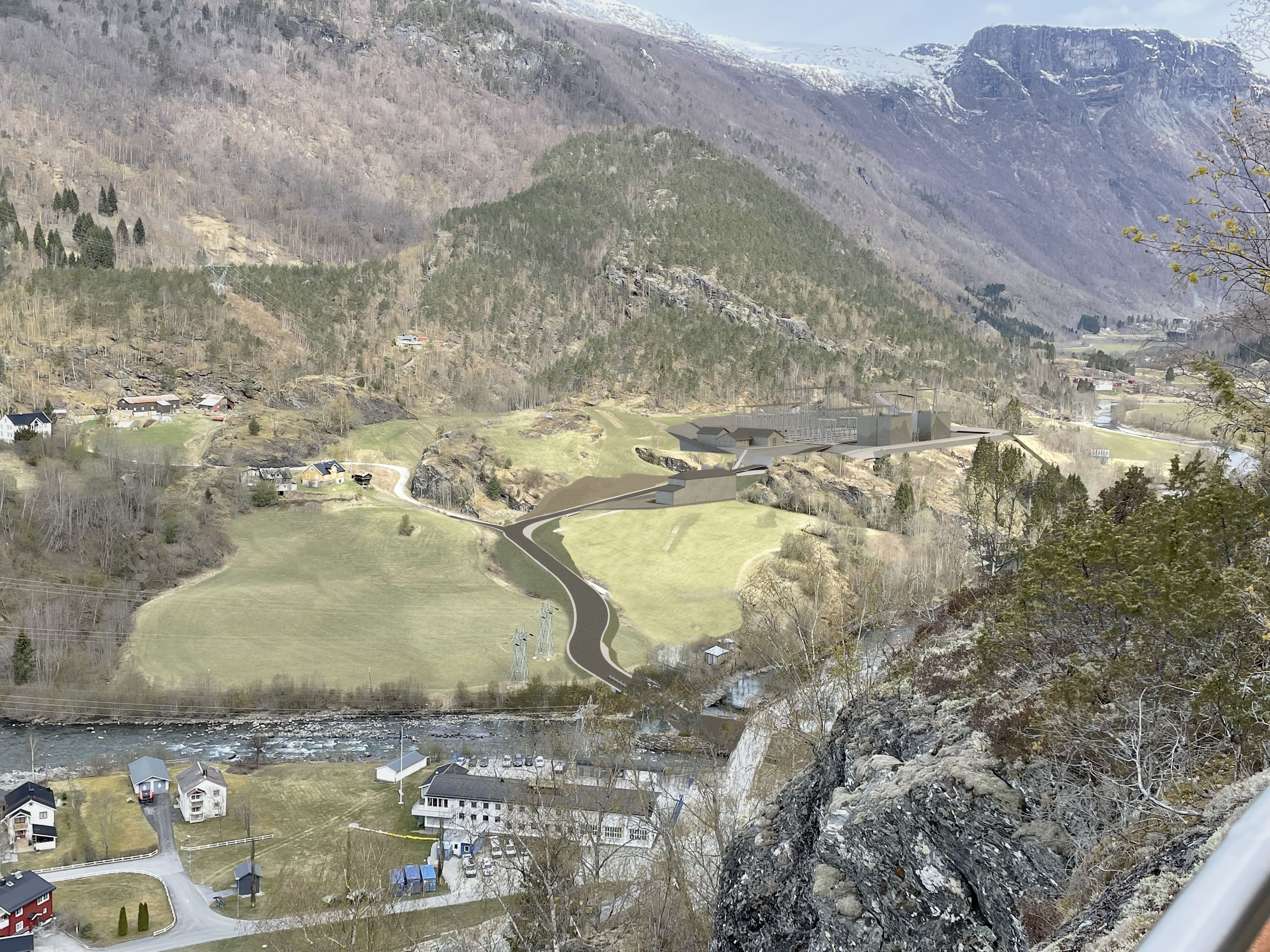 Illustrasjon av av stasjon på en gressplen. 