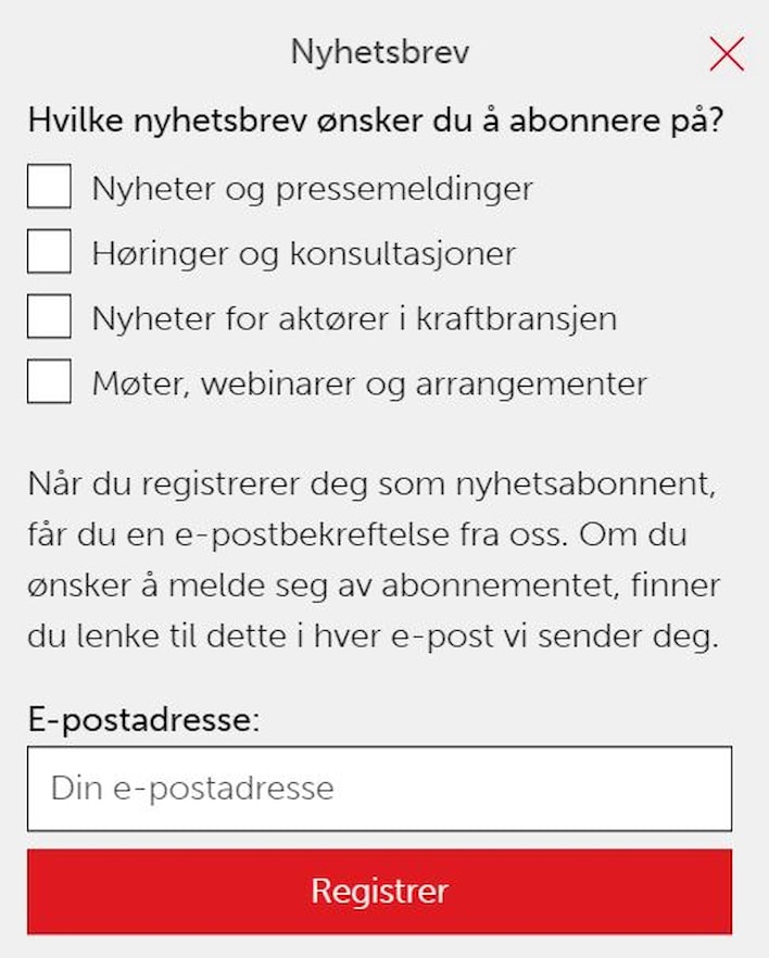 Nyhetsbrev oversikt over abonnement