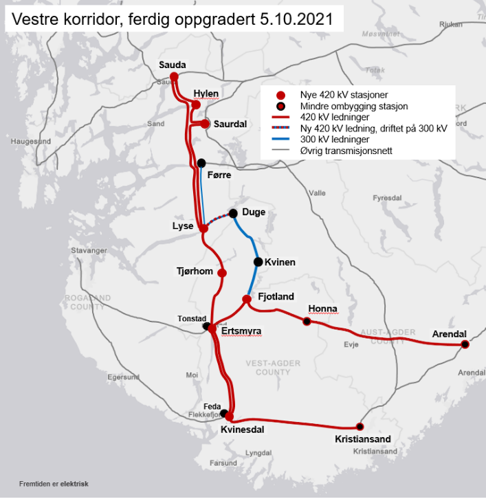 Kart over Vestre korridor