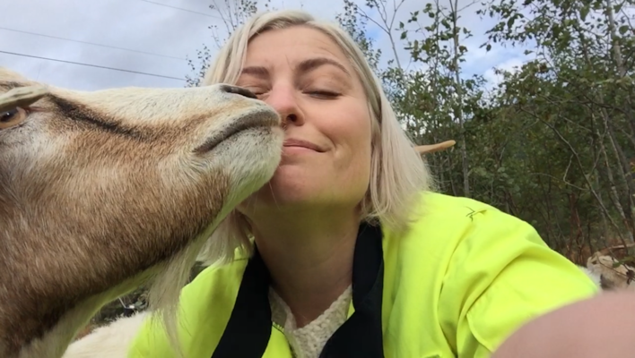 Girl and a goat