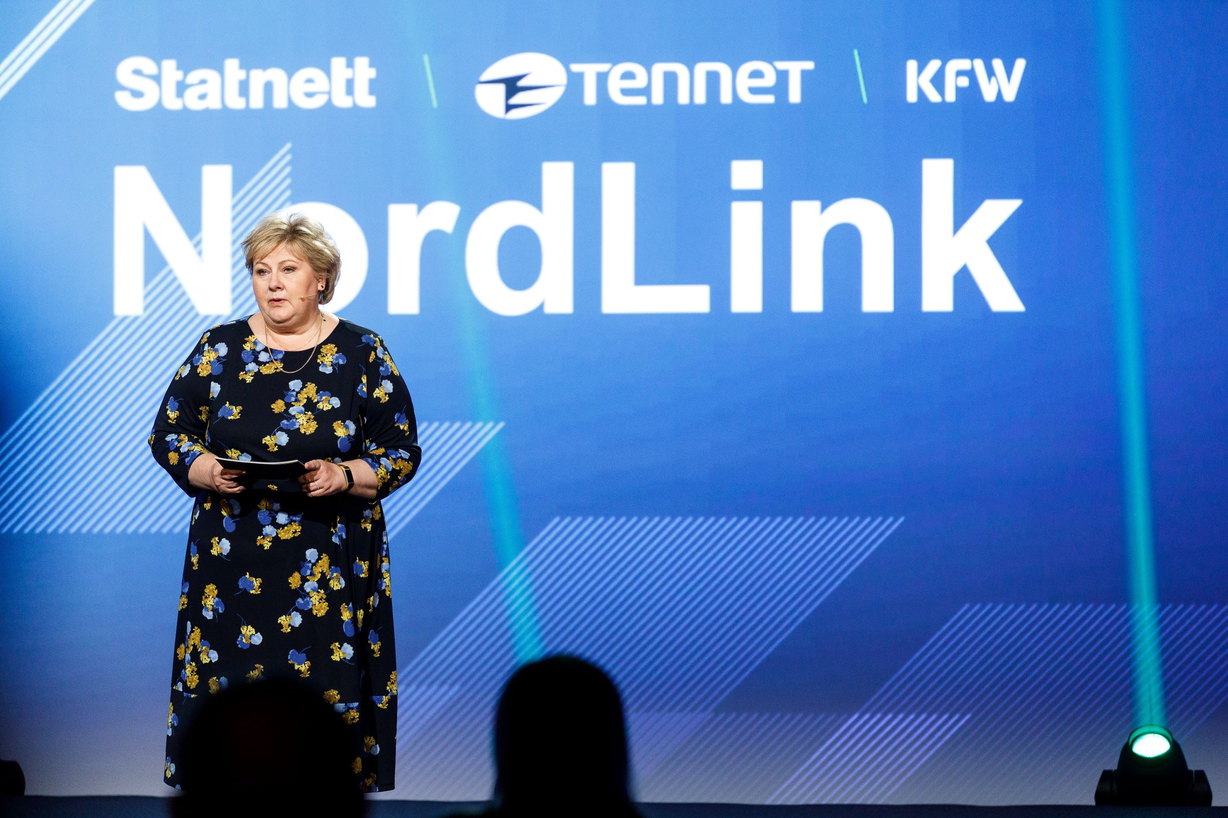 Statsminister Erna Solberg under åpningen av NordLink