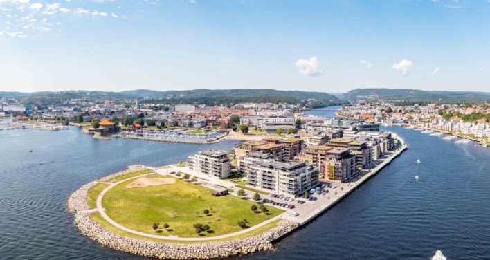 Oversikt over bystranda i Kristiansand
