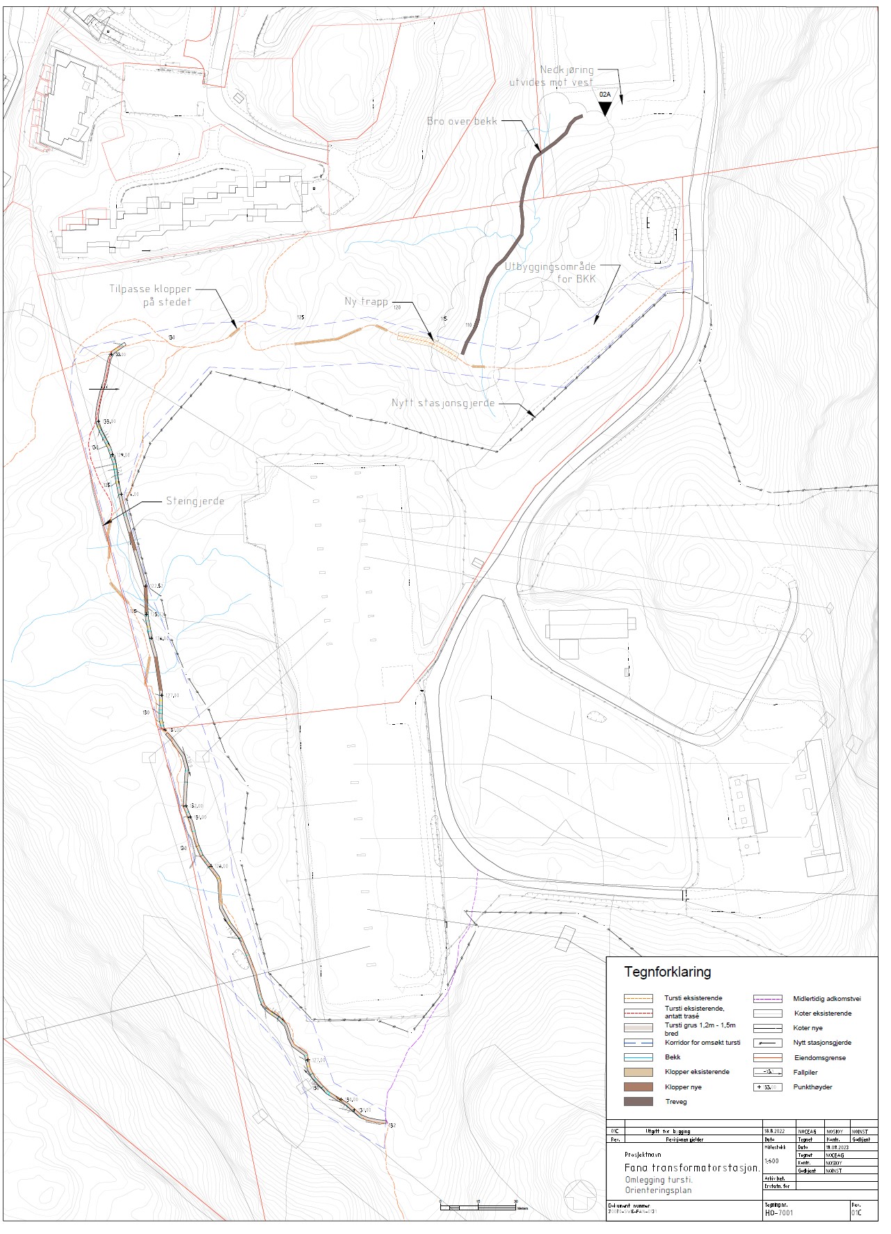 Skisse som viser omlegging av tursti