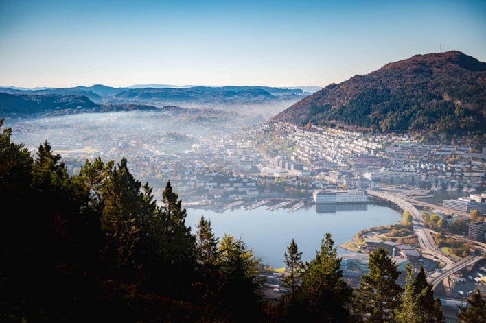 Oversikt over Bergen by